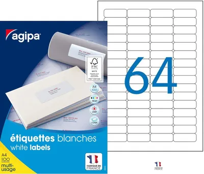 Obrázok produktu pre agipa 102202 agipa univerzálne etikety, 45,7 x 16,9 mm, biele