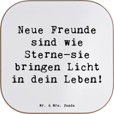 Produktbild von Mr. & Mrs. Panda Tischschoner Spruch Neue Freunde finden - Weiß - Geschenk, Untersetzer für Gläser, Zuversicht, Inspiration, Teeuntersetzer, Tassenuntersetzer, Trost