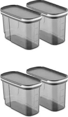 Produktbild von Hermia Concept, BNMSRGAR04-12, Vorratsdosen, Aufbewahrungsboxen-Set (4-teilig), Anthrazit, Plastik, 9,5 x 19,5 x 13 cm