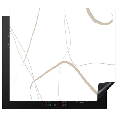 Produktbild von KitchenYeah© Herdabdeckplatte Abstrakt - Minimalismus - Linienkunst , 58x51cm, Küche Deko, Glaskeramikkochfeld Herdabdeckung, Abdeckplatte fùr Kochfeld