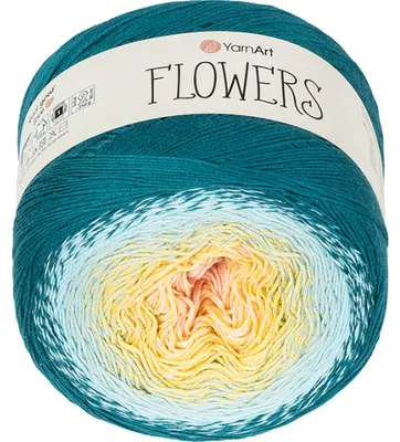 Produktbild von Garn „Flowers“ – 250 g, 1000 m – Grün, Gelb