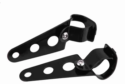 Image de 1 paire de supports de fixation pour phares de moto en acier inoxydable, petits supports de montage (noirs)