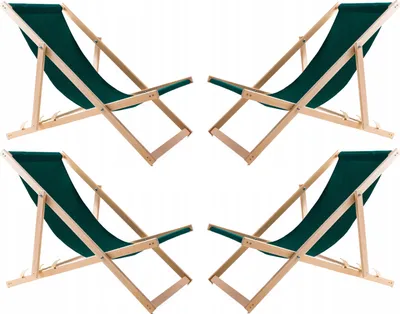 Produktbild von 4x Liegestühl aus Buchenholz bequeme Liegestühle aus Holz grün ideal für Strand, Balkon, Terrasse
