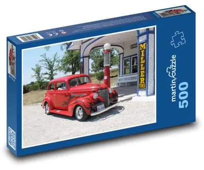Obrázok produktu pre Puzzle 500 Červené auto pri benzínke - martinpuzzle