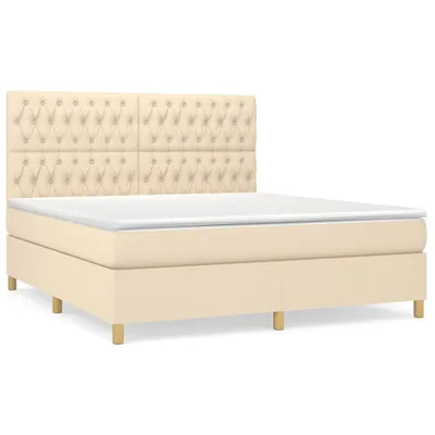 Produktbild von vidaXL Boxspringbett mit Matratze Creme 180x200 cm Stoff