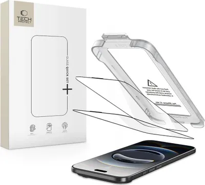 Produktbild von Tech-Protect Quick Set+ 2er-Pack gehärtetes Glas für Iphone 17 Air - Schwarz
