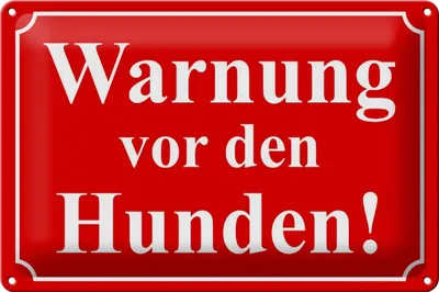 Produktbild von Blechschild Hinweis 30x20cm Warnung vor den Hunden (rot)