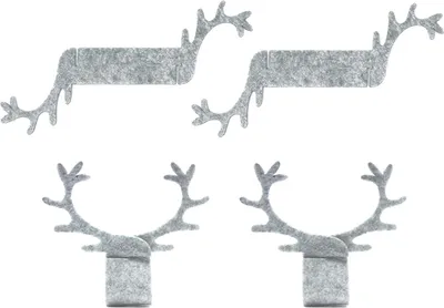 Produktbild von Oblique Unique 4 Filz Serviettenhalter mit Hirsch Geweih für Weihnachten Tisch Deko Serviettenringe - grau