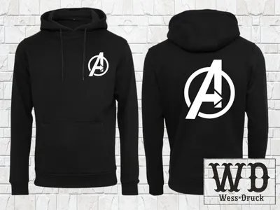 Produktbild von Wessdruck Avengers Hoodie Schwarz Weiß S