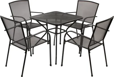 Produktbild von TPFGarden GARTENESSGRUPPE Glasgow - GARTEN-GARNITUR für 4 Personen - Gartenmöbel Set 5-teilig - Streckmetall anthrazit