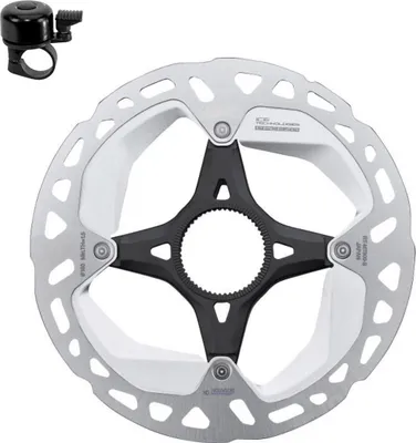 Image de Disque de frein Shimano Deore XT 160 mm RT-MT800 pour vélo, argent/noir, avec sonnette