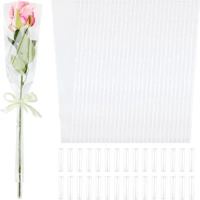 Produktbild von Blumen-Verpackungset mit Wasserrohren, 100 Stück, Blumensträuße verpacken, Pflanzenschutzbeutel