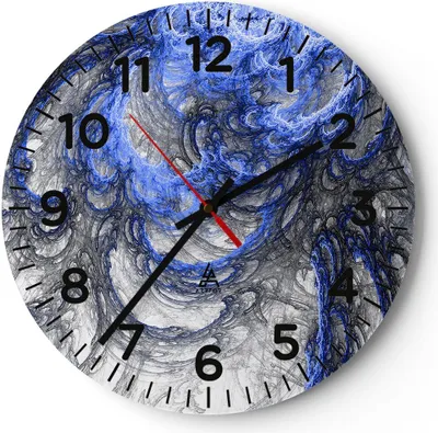 Produktbild von Wanduhr - Rund - Glasuhr - Abstraktion modern - 30x30cm - Schleichendes Uhrwerk - Lautlos - zum Aufhängen bereit - Dekoration Modern - Wanddekoration aus Glas - C4AR30x30-3726