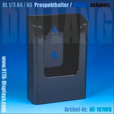 Produktbild von DL 1/3 A4 / A6 Prospekthalter / Wand / schwarz