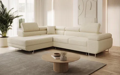 Produktbild von Modernes Ecksofa ASTON mit Schlaffunktion & Bettkasten, Ausziehbare Wohnlandschaft in L-Form, Stauraum, Schlafsofa, Links