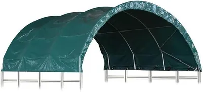 Produktbild von Weidezelt Wasserfest Weidehütte Offenstall Weide Unterstand Weideunterstand Schafe Pferde Kühe Stall Shelter PVC 3,7x3,7 m Grün