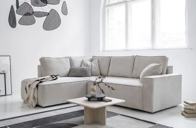Produktbild von MIUFORM Brave Dave - Ecksofa mit Bettfunktion und Bettkasten L-FORM LINKS - 247x194cm - Beige - Sofa Schlafsofa Couch