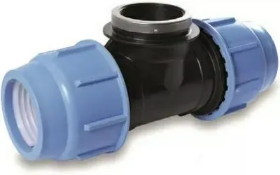 Obrázek produktu pro PE T-kus se závitem 110-4' F-110 MODRÉ TĚSNĚNÍ PN10