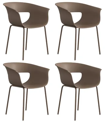 Produktbild von Outsunny Gartenstühle 4er Set ergonomisch Balkonstühle mit Ausschnittdesign