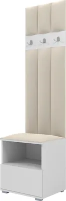 Produktbild von Garderoben-Set Nela IV LUX, gepolsterte Garderobe 50 cm mit Sitzbank, Wandpaneelen und Stauraum (Farbe: Weiß + Trinity 01)