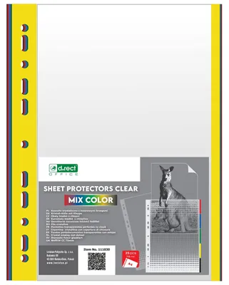 Immagine prodotto di D.RECT, 25 custodie trasparenti per brochure, formato DIN-A4, 5 colori, spessore 75µ (0,075 mm), in PP