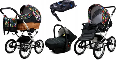 Produktbild von Babylux® Classic Exclusive | 4in1 Kinderwagen Set | Garden Flowers | Kombikinderwagen | Kinderwa