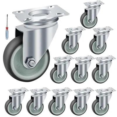 Produktbild von Möbelrollen, 50 mm - Robuste Stahlkonstruktion - 12 Stück - Tragfähigkeit 50 kg - Geeignet für Innen- und Außenbereich - Langlebig und geräuscharm - Transportrollen