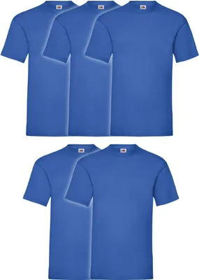 Produktbild von 5er Pack Fruit of the Loom Valueweight T-Shirt + GRATIS MyShirt Stoffbeutel Farbe: royal Größe: XL
