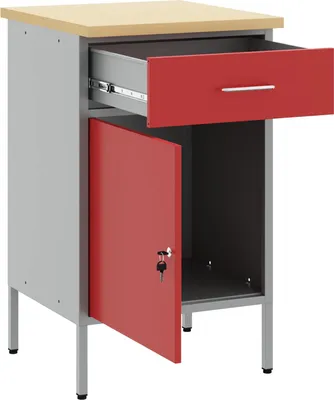 Immagine prodotto di vidaXL Banco da lavoro rosso e grigio 50 x 55 x 85 cm Ingegneri Legno e acciaio