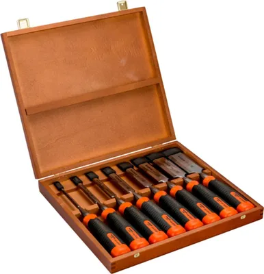 Produktbild von Bahco ERGO Stechbeitel-Satz, 8-tlg., 6,10,12,16,18,25,32,38 mm, in Holzkiste