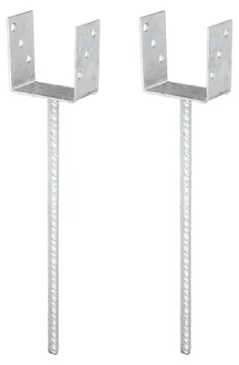 Zdjęcie produktu dla Alberts 215101 Wspornik słupka U z kotwą do betonu ze stali falistej, ocynkowany ogniowo, szerokość w świetle 101 mm, długość kotwy do betonu 400 mm, zestaw 2 szt