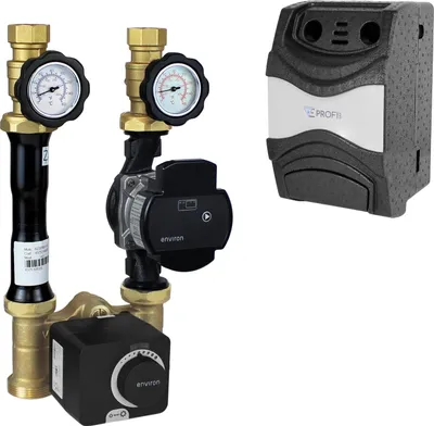 Produktbild von ProfiMix Heizkreispumpengruppe mit Drei-Wege-Mischer "H", Environ END05 Stellmotor und Environ EcoStar II 25/6 Hocheffizienzpumpe
