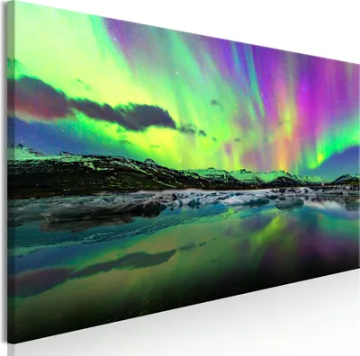 Produktbild von Modernes Wandbild b-C-0666-b-a (150x50 cm) - 1 Teilig Bilder Fotografie auf Leinwand Foto Bild Dekoration Wand Bilder Kunstdruck POLARLICHT