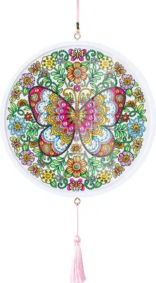 Image de Peinture DIY au diamant, 5D Peinture DIY au diamant forme spéciale Papillon pastoral avec pendentif à glands