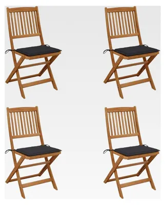 Produktbild von Klappbare Gartenstühle 4 Stück mit Kissen aus Akazienholz