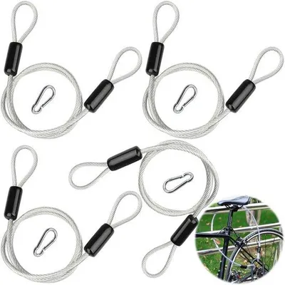 Image de Ibenzoa® : Lot de 4 câbles en acier inoxydable (80 cm x 3 mm) avec mousquetons et œillets – résistants à la rouille et à la corrosion, protection antivol