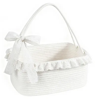 Imagen del producto de Cesta tejida, de algodón, 34 x 25 x 15 cm, con asa, para decoración