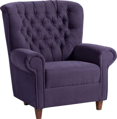 Produktbild von Hochlehnsessel Katrin Bezug Veloursstoff Buche nussbaum dunkel / violett 22888