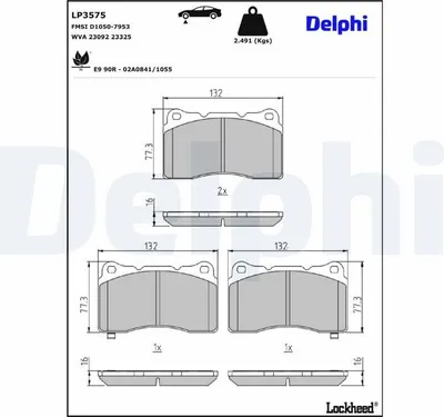Zdjęcie produktu dla Bremsbelagsatz, Scheibenbremse DELPHI LP3575
