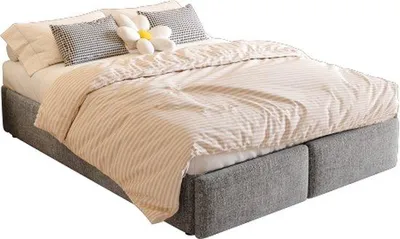 Immagine prodotto di Letto imbottito da 140×200 cm con vano contenitore idraulico e 2 cassetti, grigio