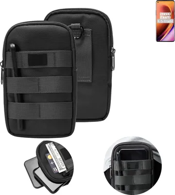 Produktbild von K-S-Trade Holster Gürtel Tasche kompatibel mit OnePlus 8 Pro Handy Tasche Schutz Hülle dunkel-grau viele Fächer, 1x