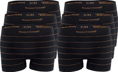 Produktbild von Vincent Creation® Boxershorts 6er Pack, Seamless, Nadelstreifen L/XL schwarz/orange