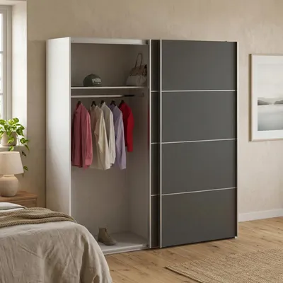 Produktbild von Kleiderschrank 2 Türen - Schlafzimmer Weiß 64x201,5h cm