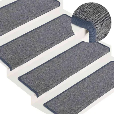 Image de vidaXL Tapis de sol 30 pièces 65 x 21 x 4 cm Gris clair et bleu Bord rectangulaire