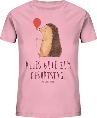 Produktbild von Mr. & Mrs. Panda Kindershirt Igel Luftballon 7-8 Jahre (122/128) - Baumwolle Pink - Geschenk, Happy Birthday, Kleinkinder T-Shirt, Geburtstagskind, Jungen, Ballon, Teenager