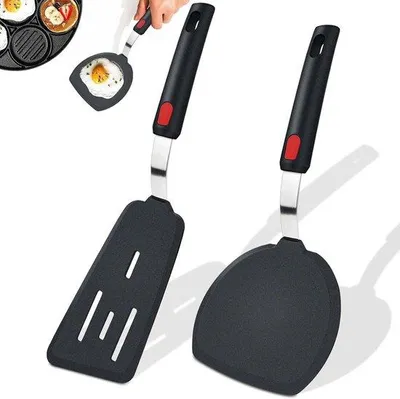 Immagine prodotto di Set di spatole in silicone nero, 2 pezzi, utensili da cucina