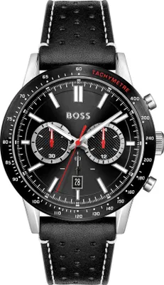 Produktbild von Hugo Boss Herren Armbanduhr Allure mit Lederarmband in schwarz
