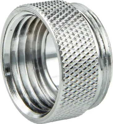 A close-up studio shot of a metal adapter fitting.