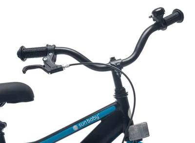 Produktbild von Sun Baby Tracker Bike Kinderfahrrad Jungen Fahrrad Stützräder Schubstange 14 Zoll neon blau