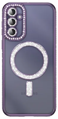 Immagine prodotto di Custodia in silicone con strass e anello magnetico per Galaxy S26, colore nero/trasparente